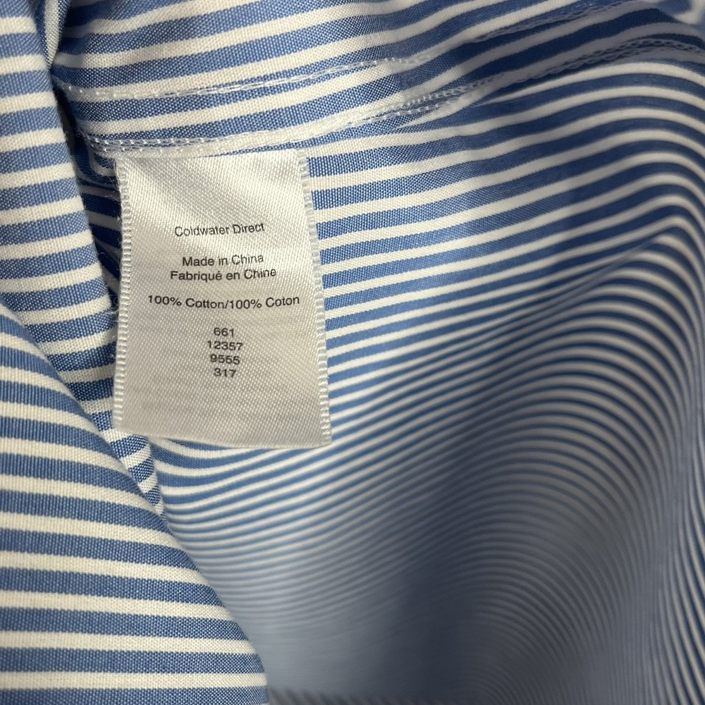 Coldwater Creek Striped Button Up Shirt Blue White Womens Size L Heritage Preppy - Picture 6 of 7